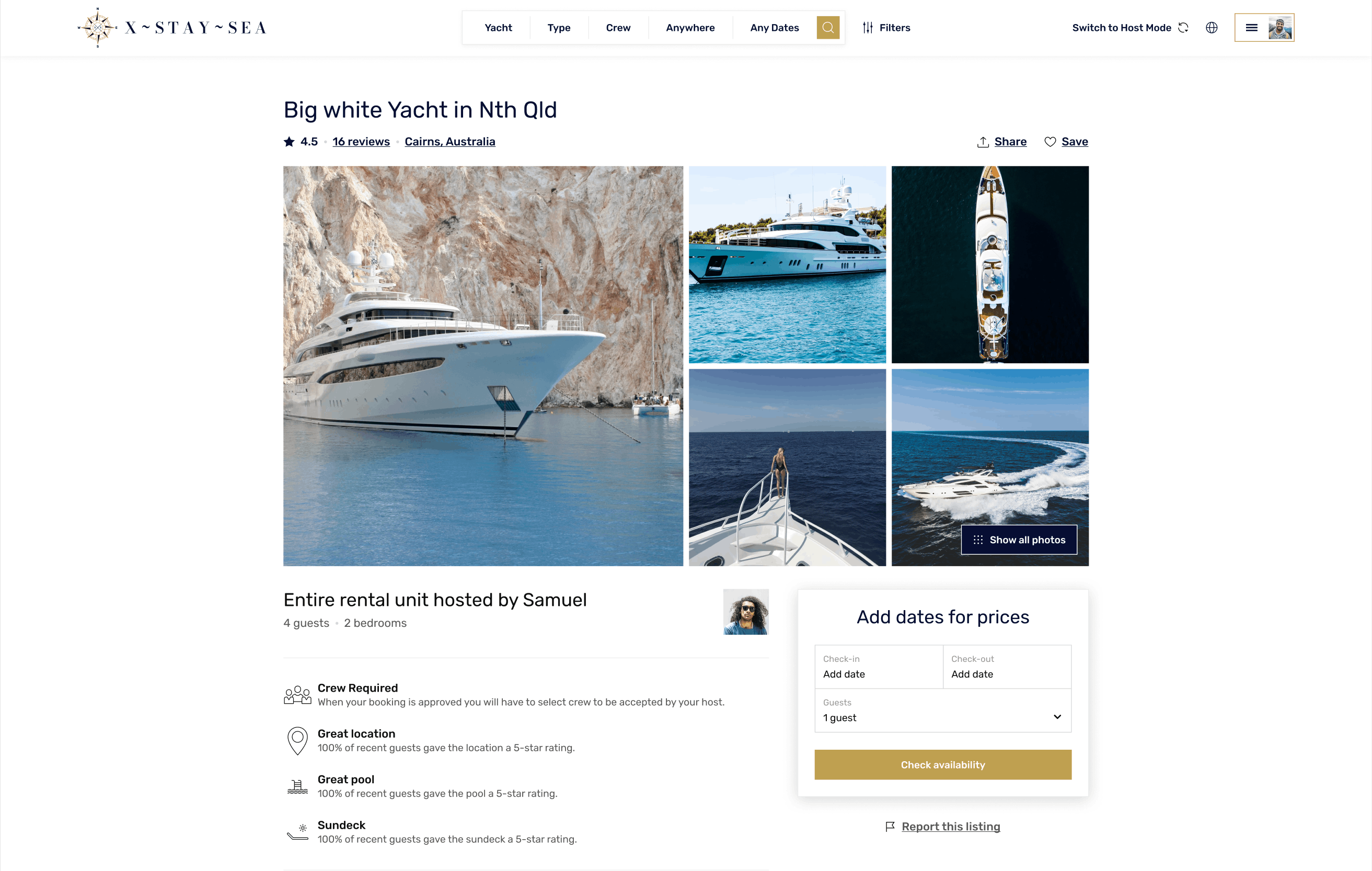 X-Stay-Sea — Yacht Rental and Experience Platform